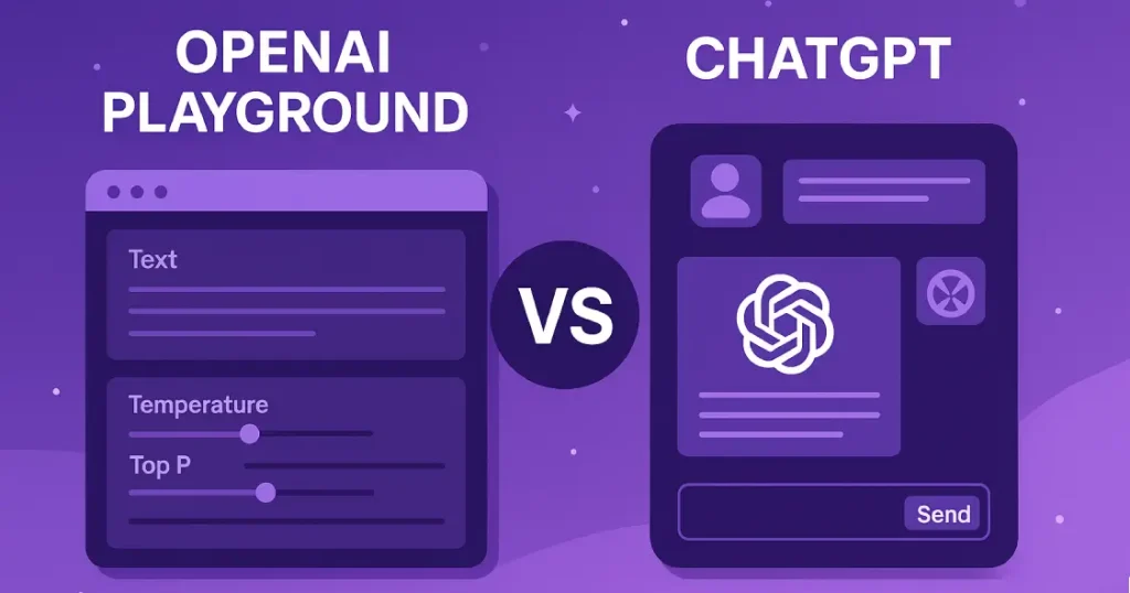 Side-by-side comparison of the ChatGPT chat interface and the OpenAI Playground for developers.